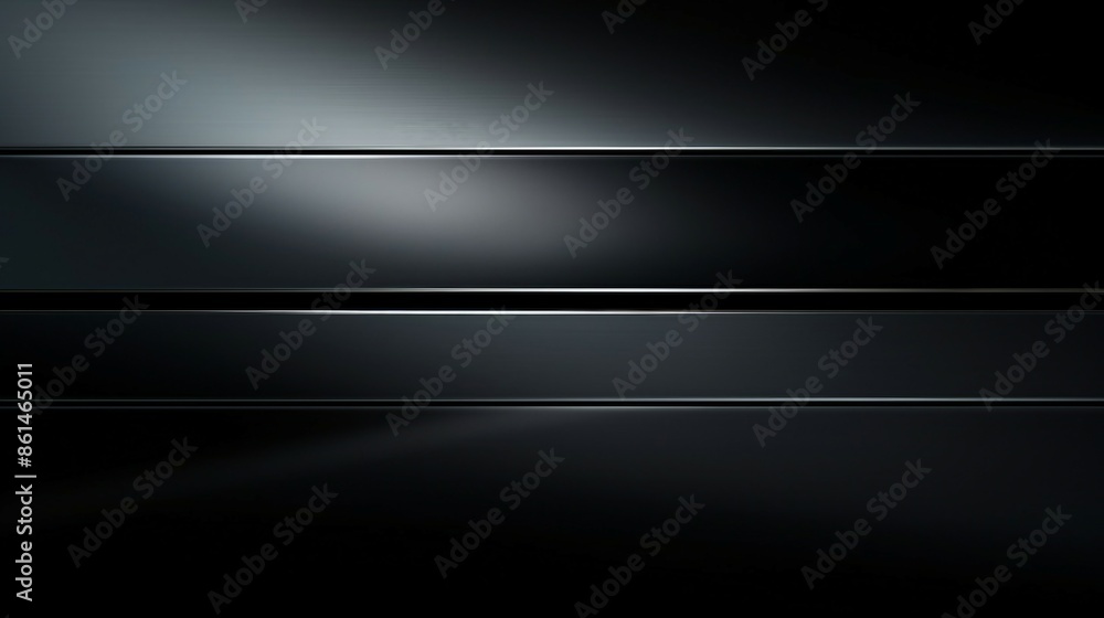 Sleek Abstract Dark Background with Subtle Metallic Stripes and Soft Light Reflections. Generative AI