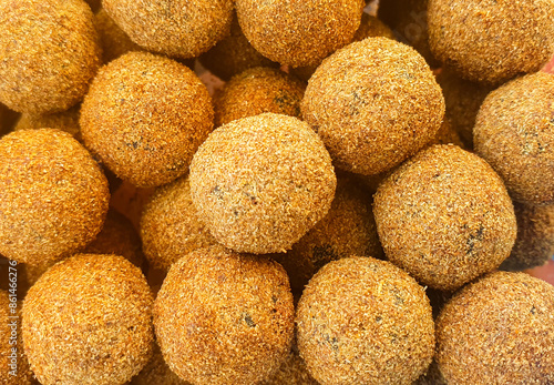 Close-up with glazed boilies for carp fishing photo