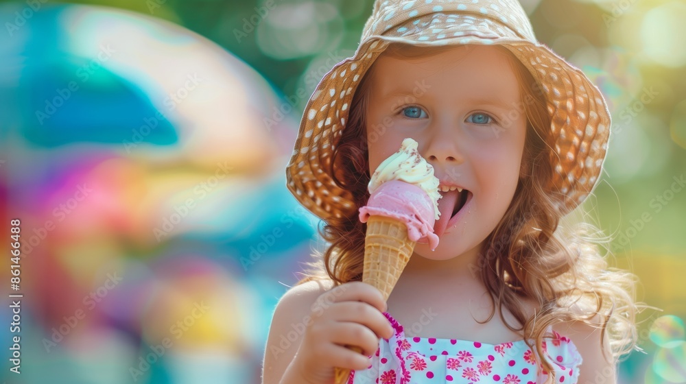 happy young pretty girl licks ice cream happy young pretty girl licks ice cream