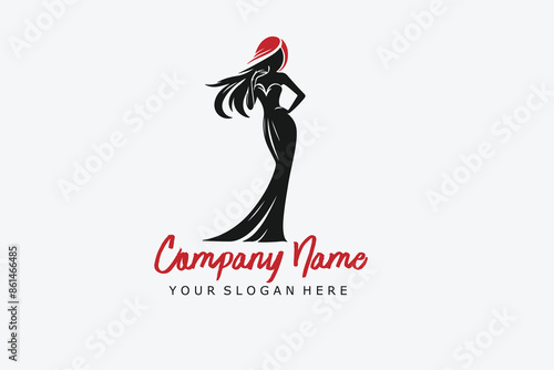 women dress beauty fashion shop logo design illustration