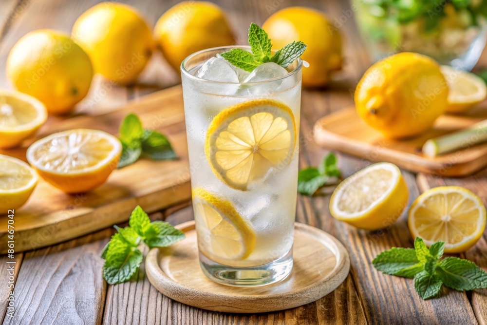 glass of lemonade, Glass of iced lemonade soda, cold drink in summer glass of lemonade, Glass of iced lemonade soda, cold drink in summer