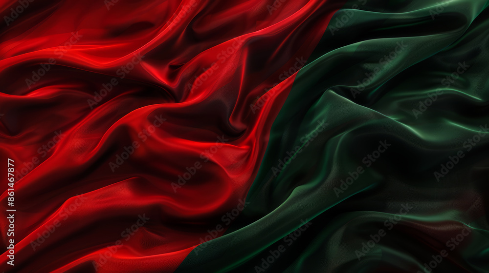 Abstract background with dark green and red fabric , Abstract background with dark green and red fabric ,