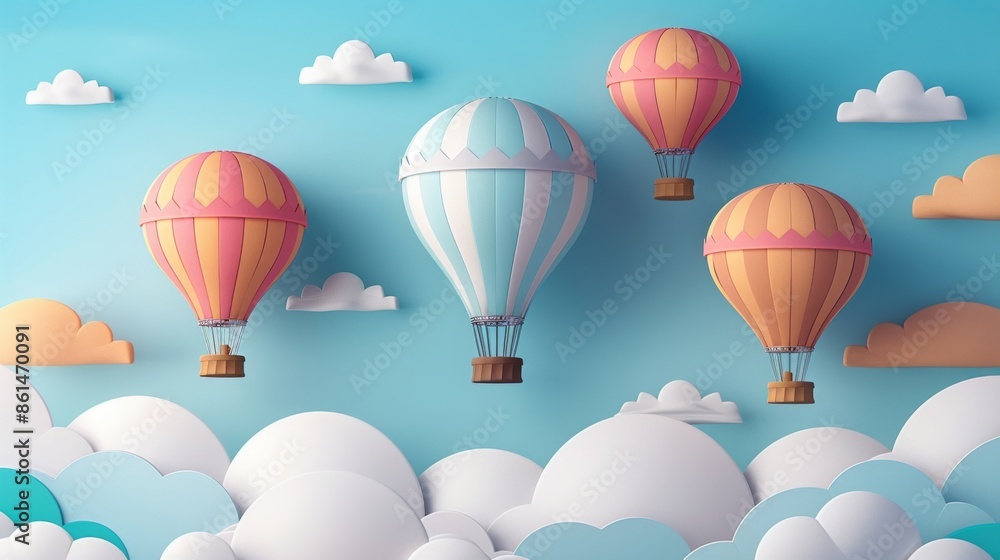 Colorful Hot Air Balloons in a Whimsical Sky Colorful Hot Air Balloons in a Whimsical Sky