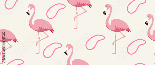 Vector flat illustration. Summer vacation concept. Used as background mockup for banner design. Horizontal seamless posters, wallpapers.