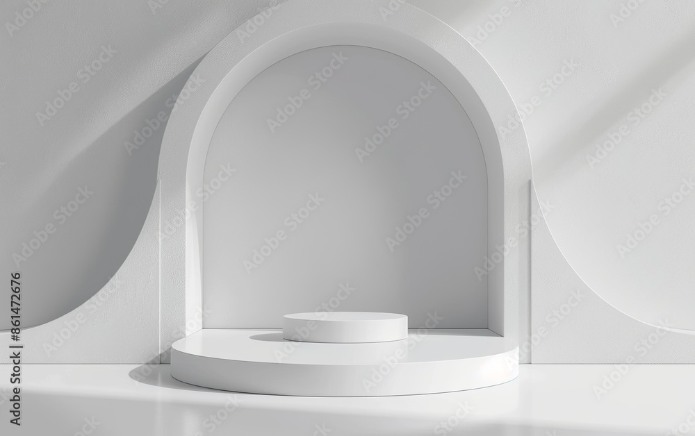 3D Podium Background with Clean White Design and Accented Shadows 3D Podium Background with Clean White Design and Accented Shadows