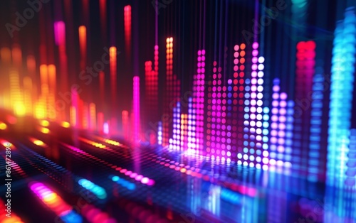 3D Abstract Background with Pulsating Digital Equalizer Bars