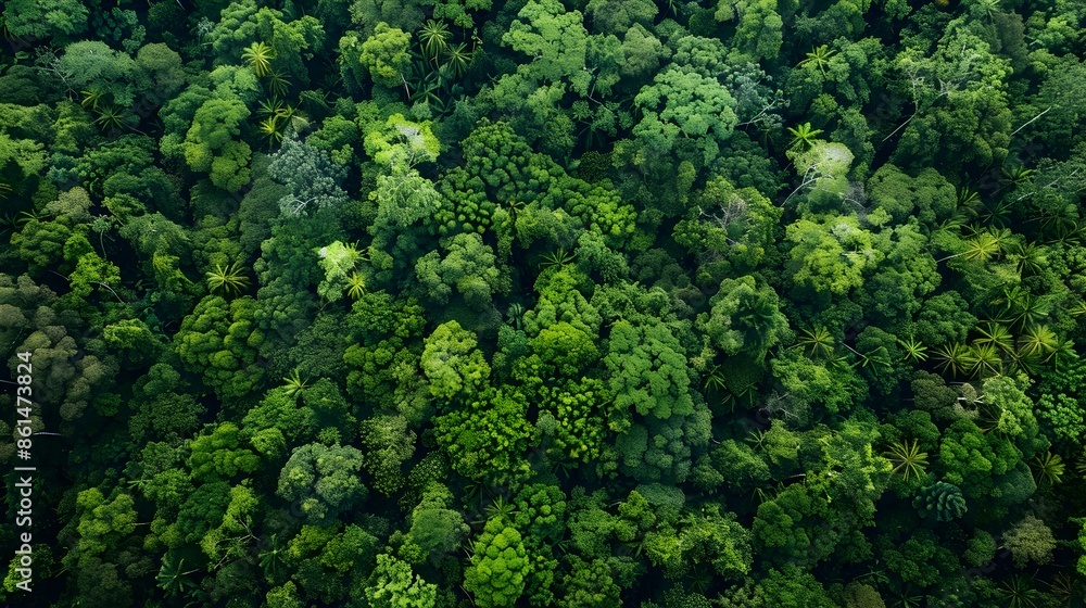 Aerial View of Dense Lush Tropical Rainforest Habitat on Earth Day