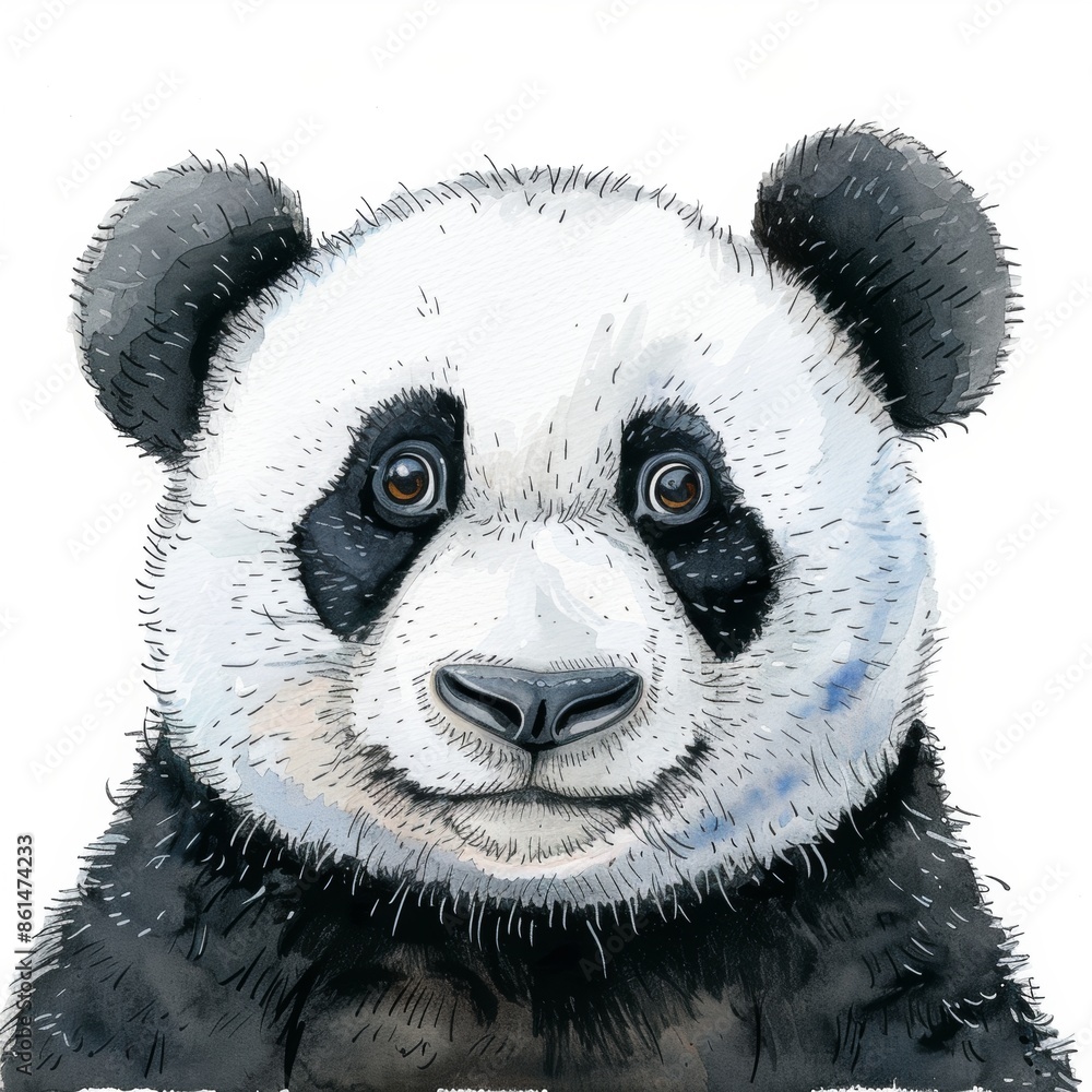 Obraz premium Vector illustration cartoon of a cute panda over white background.