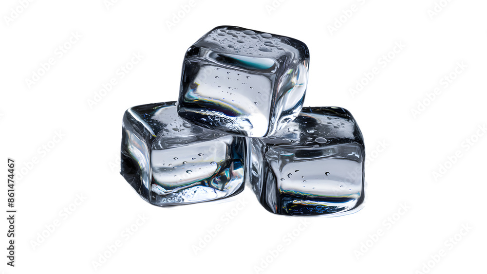transparent ice cubes with water droplets on their surfaces. They are placed on a white background, and the ice cubes appearto be melting, as evidenced by the water droplets forming around them transparent ice cubes with water droplets on their surfaces. They are placed on a white background, and the ice cubes appearto be melting, as evidenced by the water droplets forming around them