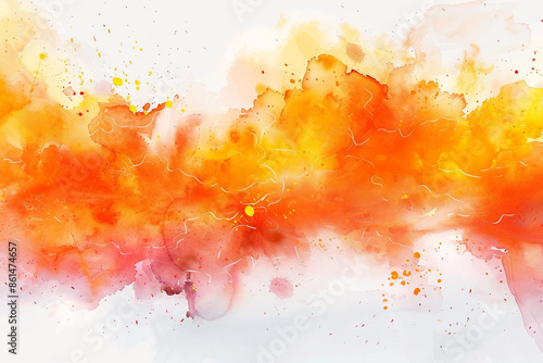A clean, white background featuring a vibrant watercolor splash of orange and yellow, evoking a sense of energy and warmth.