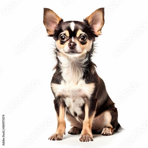 Chihuahua dog breed standing against white background, AI Generated © Toseef