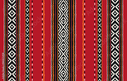 Ethnic ikat seamless pattern in tribal. Geometric ethnic ornament print. Ikat pattern style. Design for background, carpet,wallpaper,clothing,wrapping,batik,fabric,Vector,illustration,embroidery.