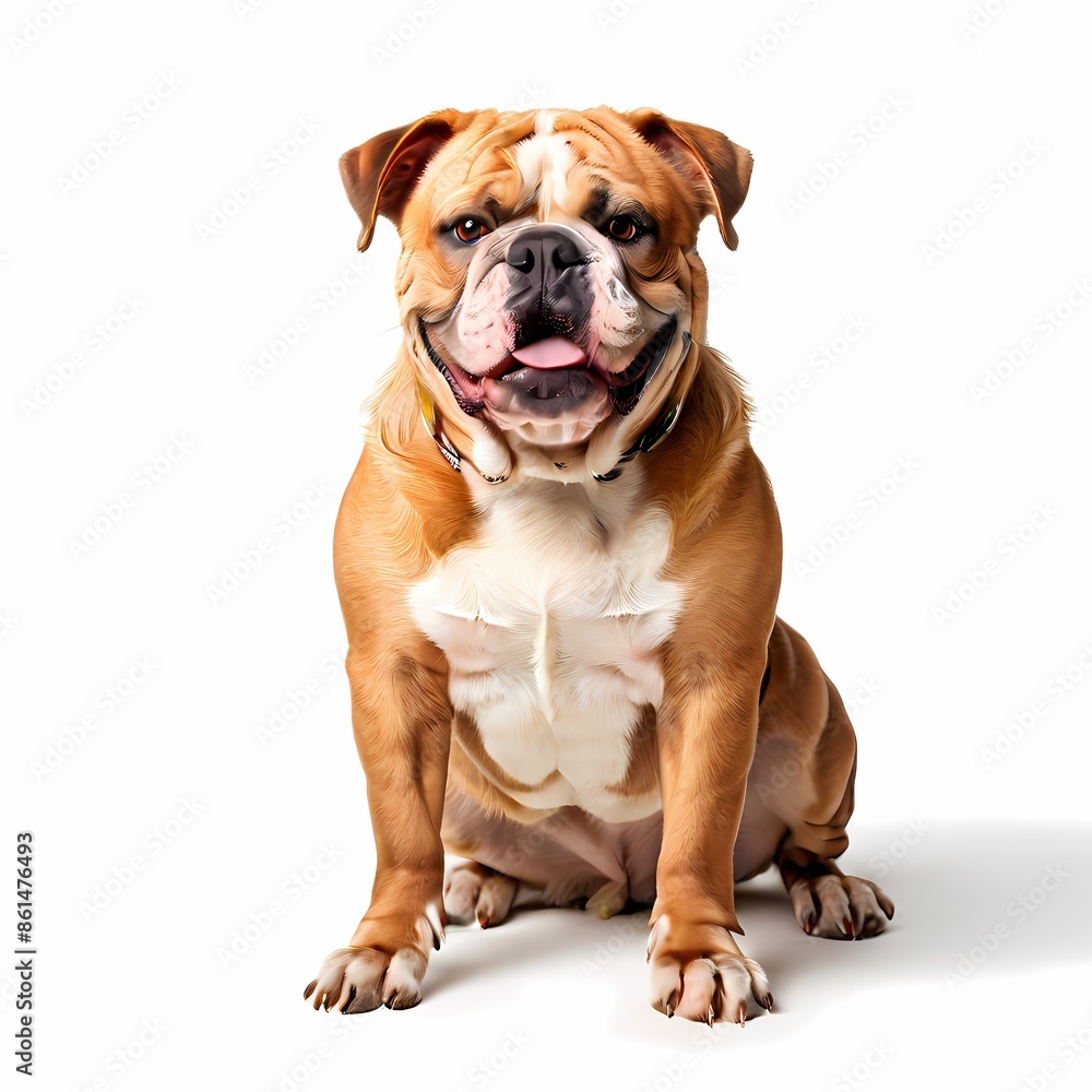 Continental bulldog dog breed standing against white background, AI Generated Continental bulldog dog breed standing against white background, AI Generated