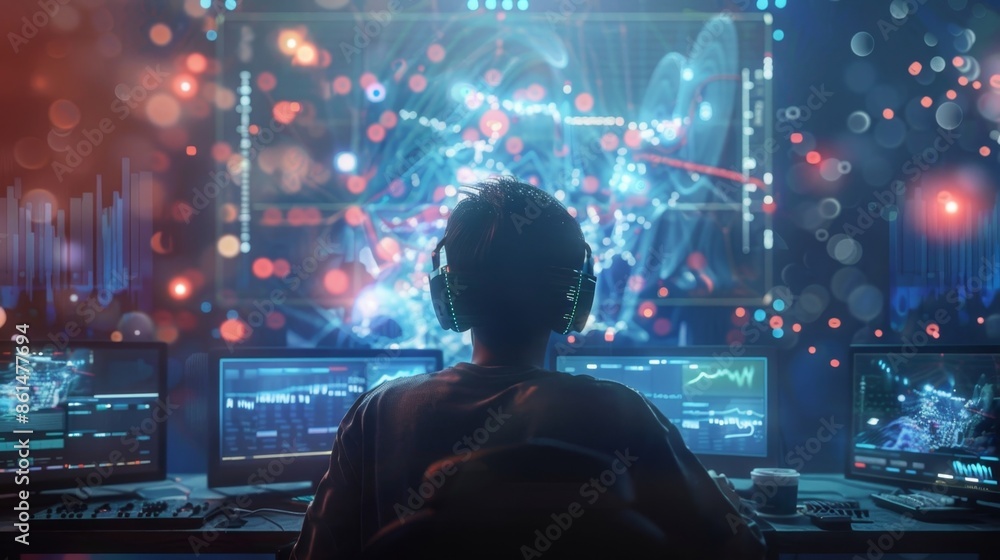 A student attending a virtual music lesson playing along with their instructor in realtime thanks to the low latency of 5G technology. A student attending a virtual music lesson playing along with their instructor in realtime thanks to the low latency of 5G technology.