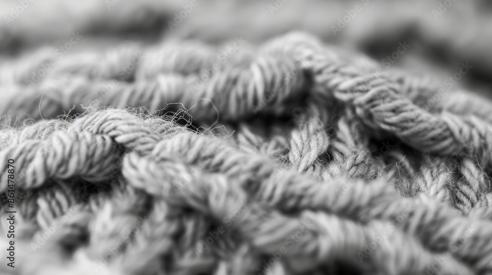 A closeup of a knit sweater showcasing the raised loops of the yarn. Black and white art A closeup of a knit sweater showcasing the raised loops of the yarn. Black and white art