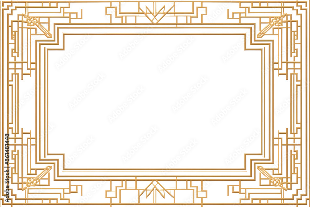 Obraz premium PNG Japanese ornament frame graphic backgrounds line gold.