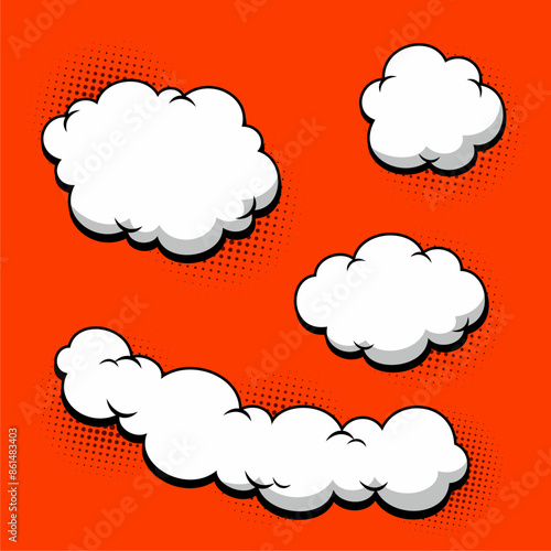 Cool cloud illustration material set in cartoon style