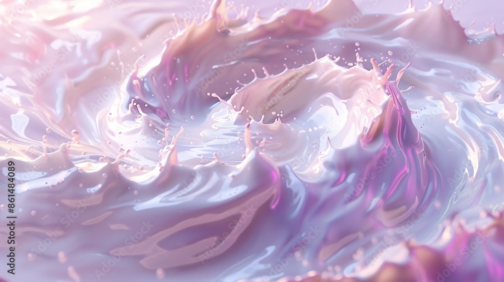 Close-up of swirling white and purple liquid on white surface Close-up of swirling white and purple liquid on white surface