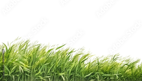 green grass border watercolor isolated on transparent background cutout © Papugrat