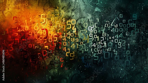 Close-up digital work: numbers and symbols