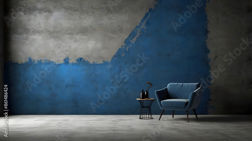 dark and blue concreate and cement wall to present product and background photo