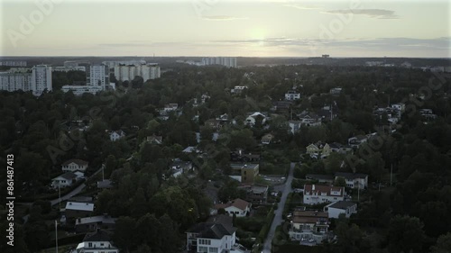 Scandinavian Suburb at Sunset