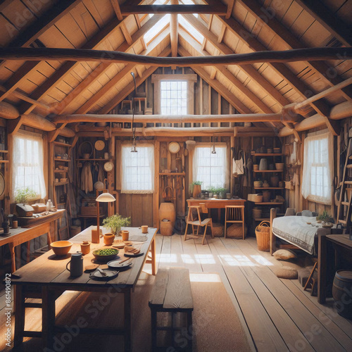 Cozy Rustic Cottage Interior with Vintage Decor