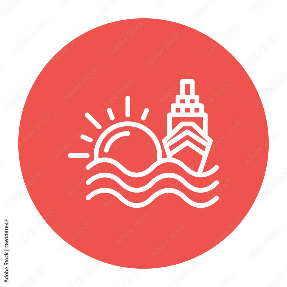 Naklejka premium Cruise Sunset icon vector image. Can be used for Cruiser.