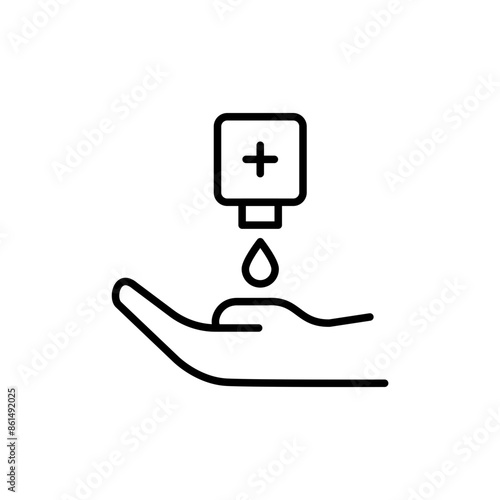 Hand sanitizer outline icons, minimalist vector illustration ,simple transparent graphic element .Isolated on white background