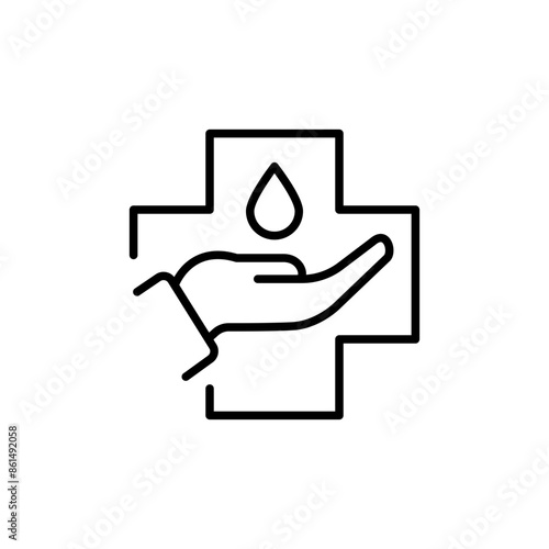 Hand sanitizer outline icons, minimalist vector illustration ,simple transparent graphic element .Isolated on white background