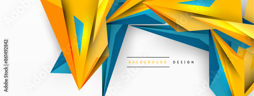 Minimal geometric abstract background. Low poly dynamic triangle design. Trendy techno business template for wallpaper, banner, background or landing
