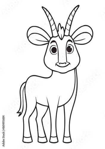 a charming cartoon gemsbok colouring pages for kids' black vector   
 outlines 
