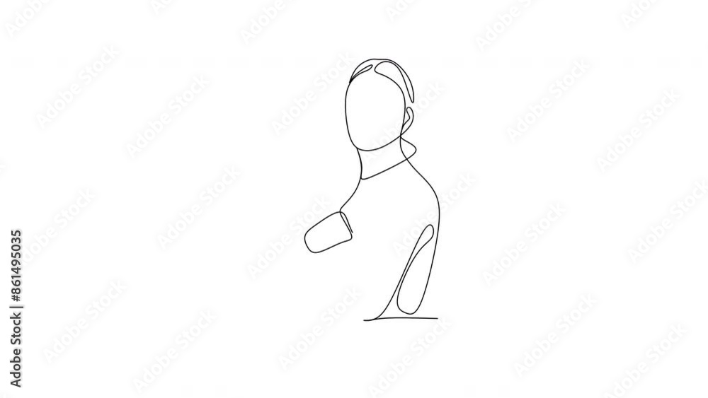 Linear drawing of a girl boxer. Without artificial intelligence Linear drawing of a girl boxer. Without artificial intelligence