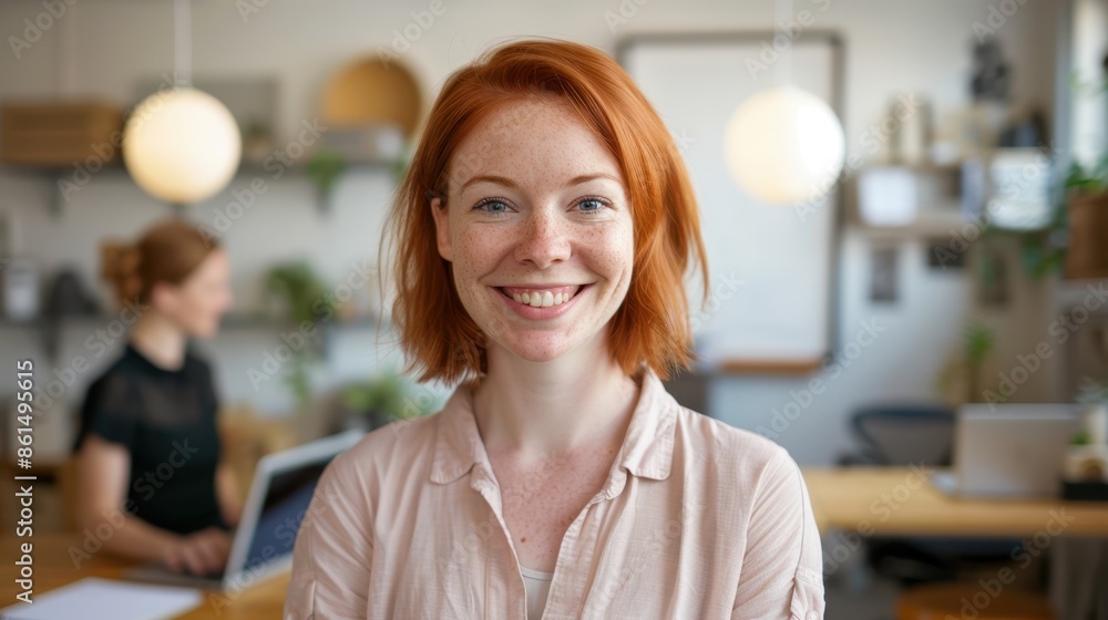 The smiling redhead woman The smiling redhead woman