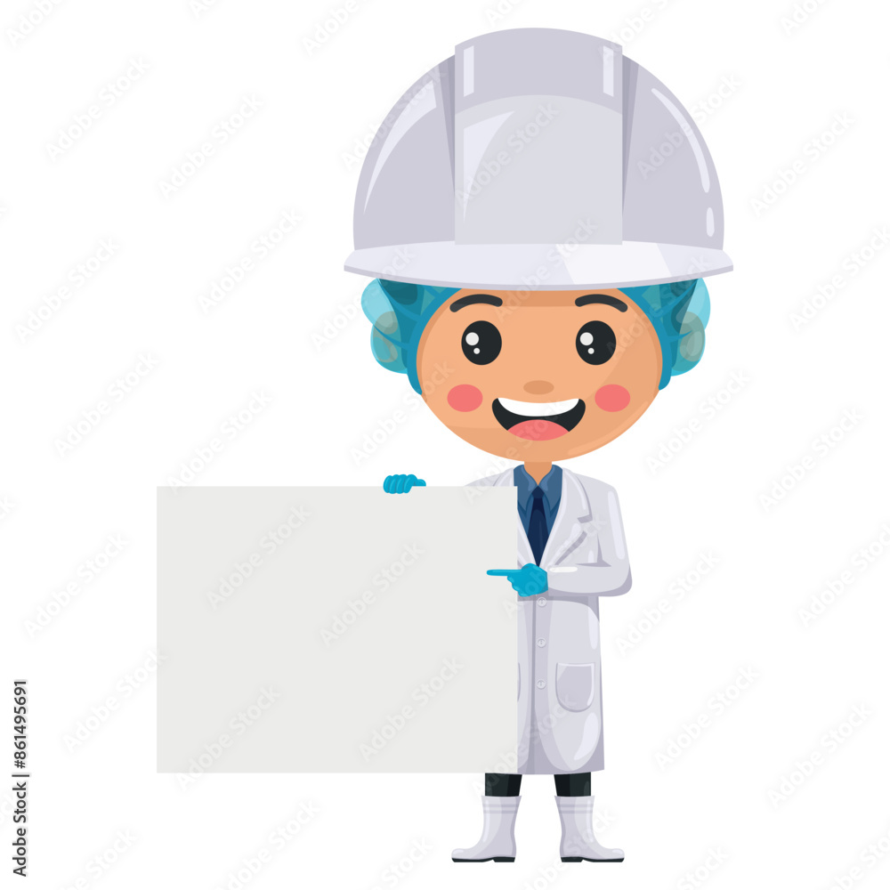 Quality control supervisor holding a banner with space for text for advertising, presentations, brochures . Food industry engineer. Science, technology and safety in food production and processing Quality control supervisor holding a banner with space for text for advertising, presentations, brochures . Food industry engineer. Science, technology and safety in food production and processing