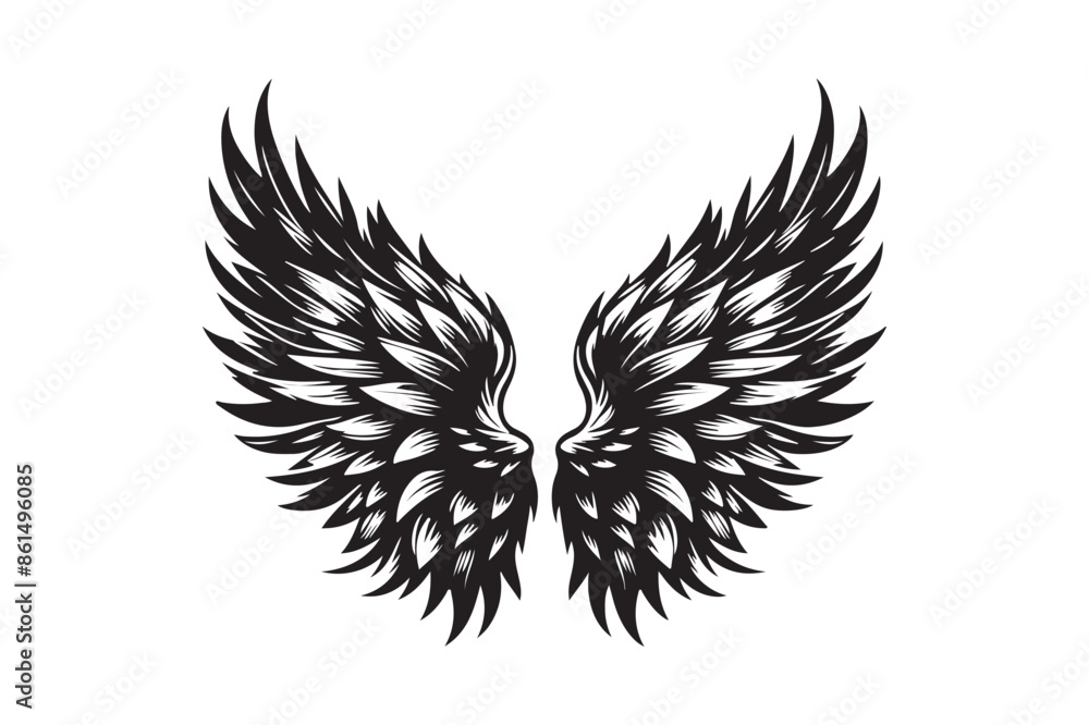 Obraz premium Angel Wings Logo - silhouette Vector illustration t-shirt logo design