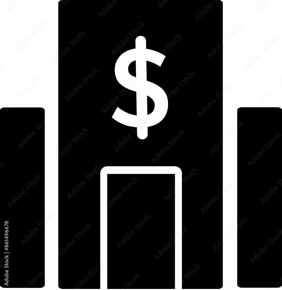 Bank building icon. Dollar bank icon. Replaceable vector design. Bank building icon. Dollar bank icon. Replaceable vector design.