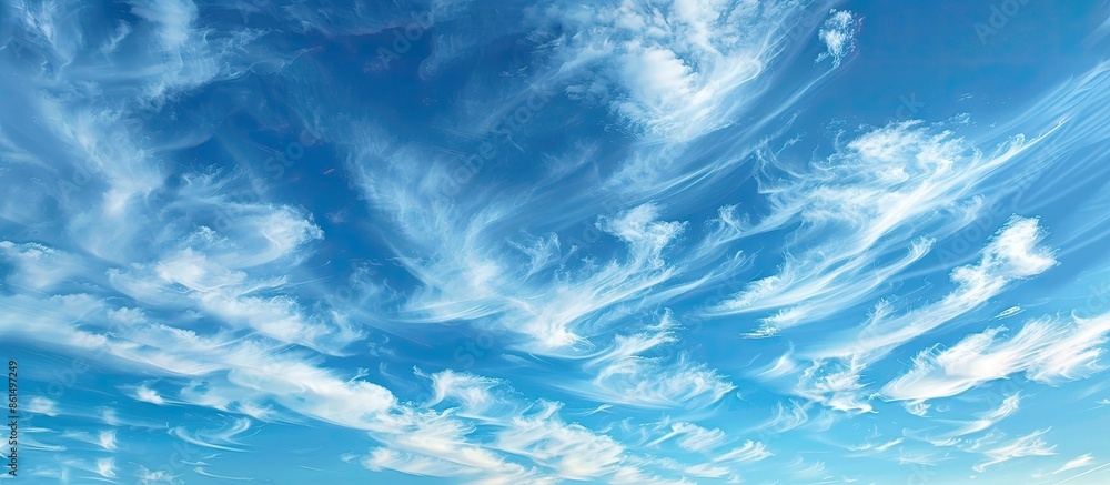 Fototapeta premium A picturesque sky with wispy white clouds, providing ample copy space for text insertion.