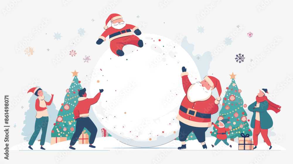 Santa Claus Rolling Huge Snowball Christmas Sale Santa Claus Rolling Huge Snowball Christmas Sale