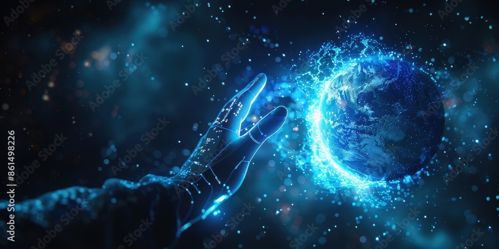 Digital Hand Holding a Glowing Earth Digital Hand Holding a Glowing Earth