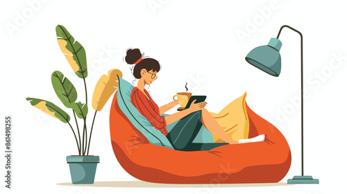 Remote Freelance Work Concept. Woman Freelancer 