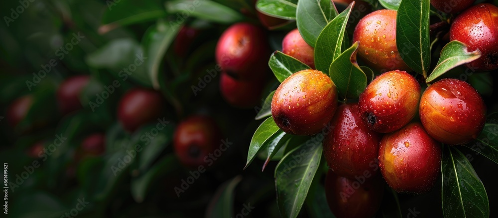 A jujube tree with a stunning fruit, offering ample copy space image. A jujube tree with a stunning fruit, offering ample copy space image.