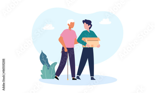 World humanitarian day illustration, community care people