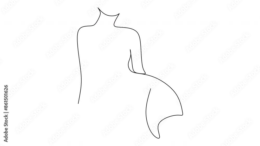 Linear drawing of a female body silhouette. Modern Scandinavian Design. 