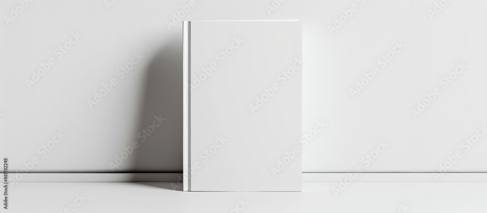 A white magazine placed upright on a white background with space for inserting images or text. image with copy space A white magazine placed upright on a white background with space for inserting images or text. image with copy space