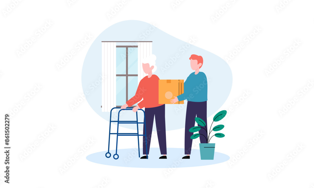 World humanitarian day illustration, community care people World humanitarian day illustration, community care people