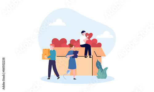 World humanitarian day illustration, community care people