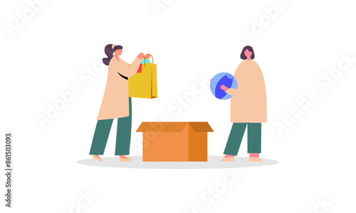 World humanitarian day illustration, community care people