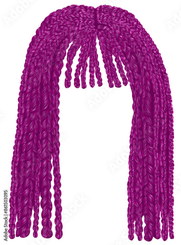 trendy  long hair cornrows bright pink colour. realistic 
graphics. fashion beauty style.
