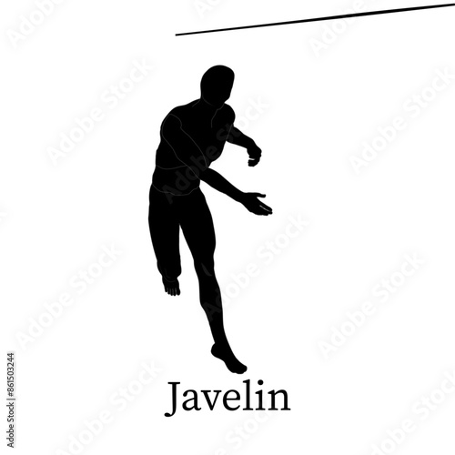 Silhouette javelin man icons in white background. Vector illustration.